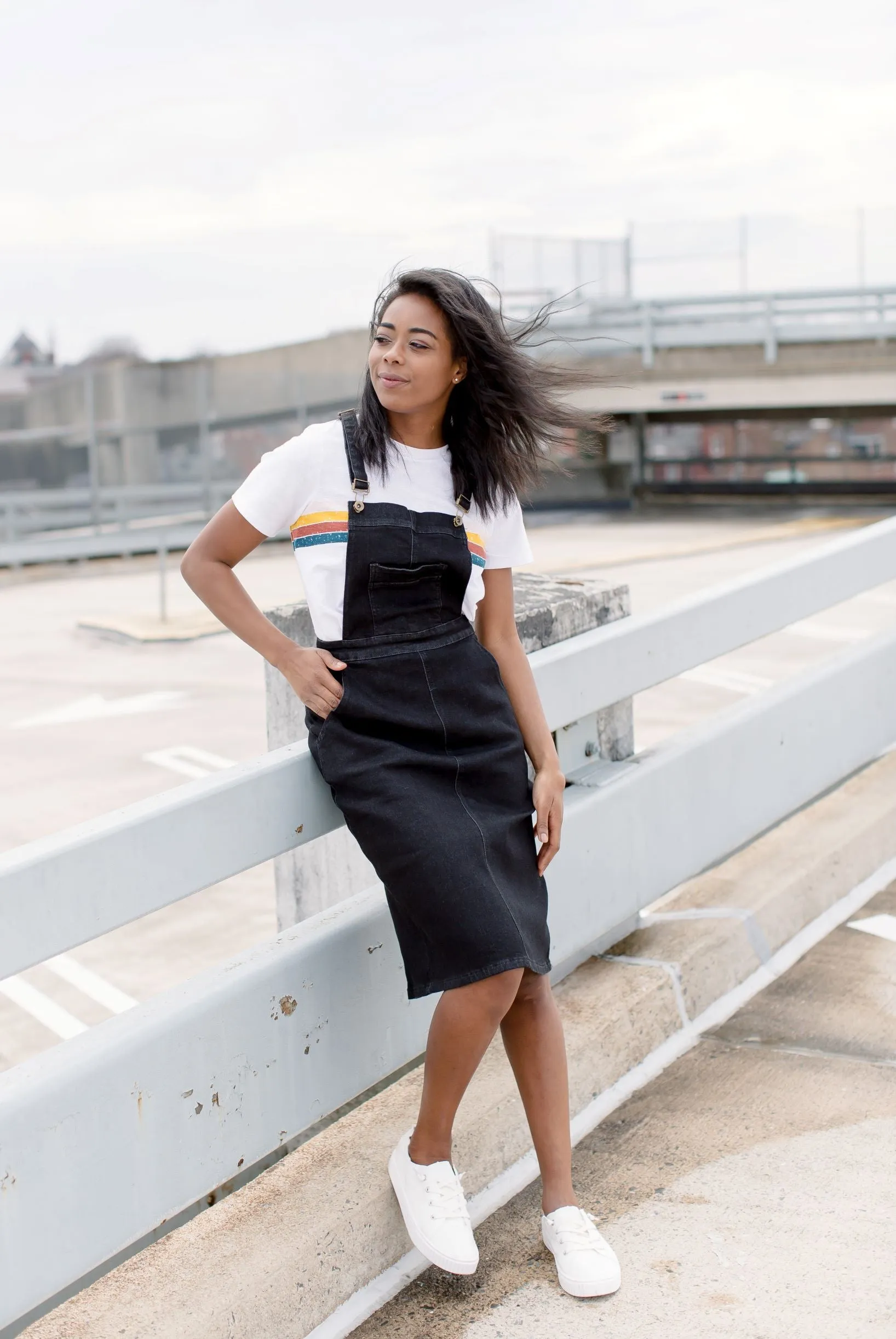 'Hailee' Black Denim Skirt Overalls FINAL SALE