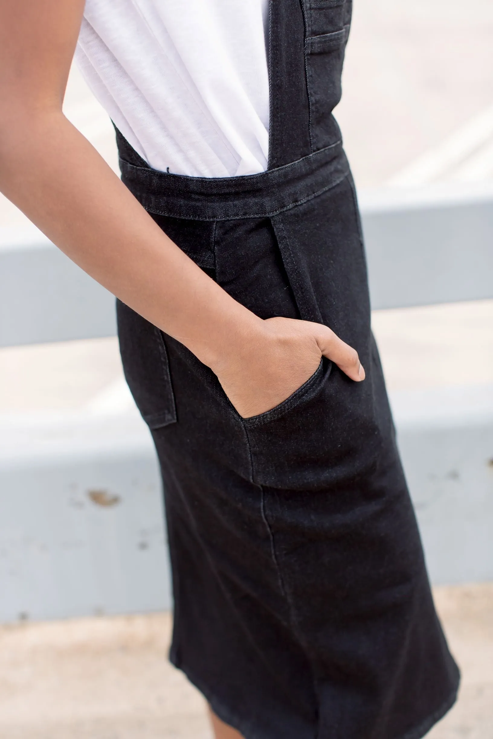 'Hailee' Black Denim Skirt Overalls FINAL SALE