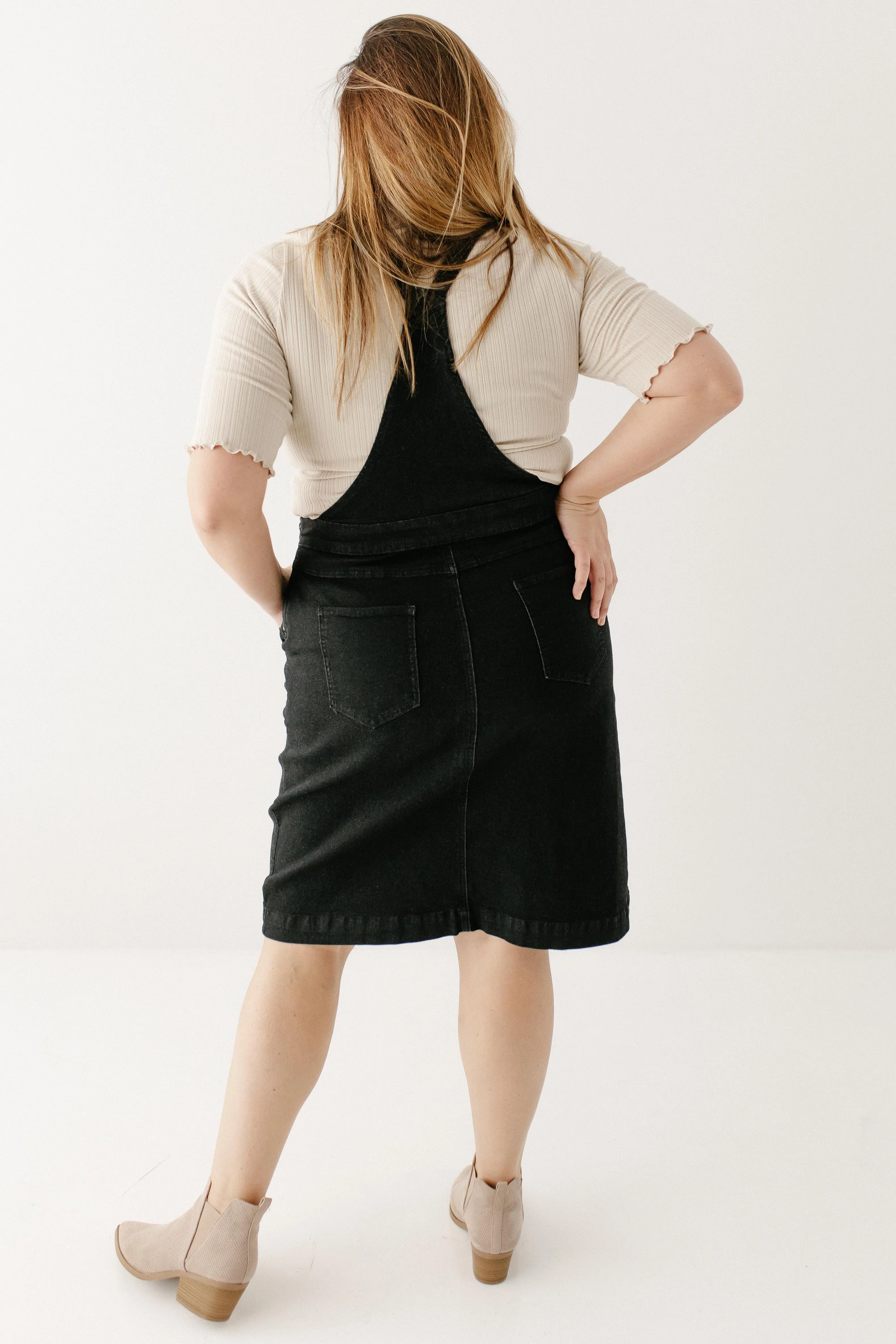 'Hailee' Black Denim Skirt Overalls FINAL SALE