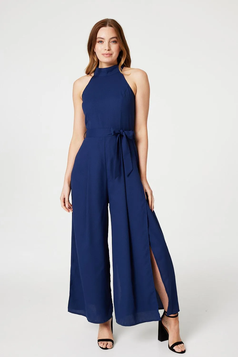 High Neck Split Leg Jumpsuit