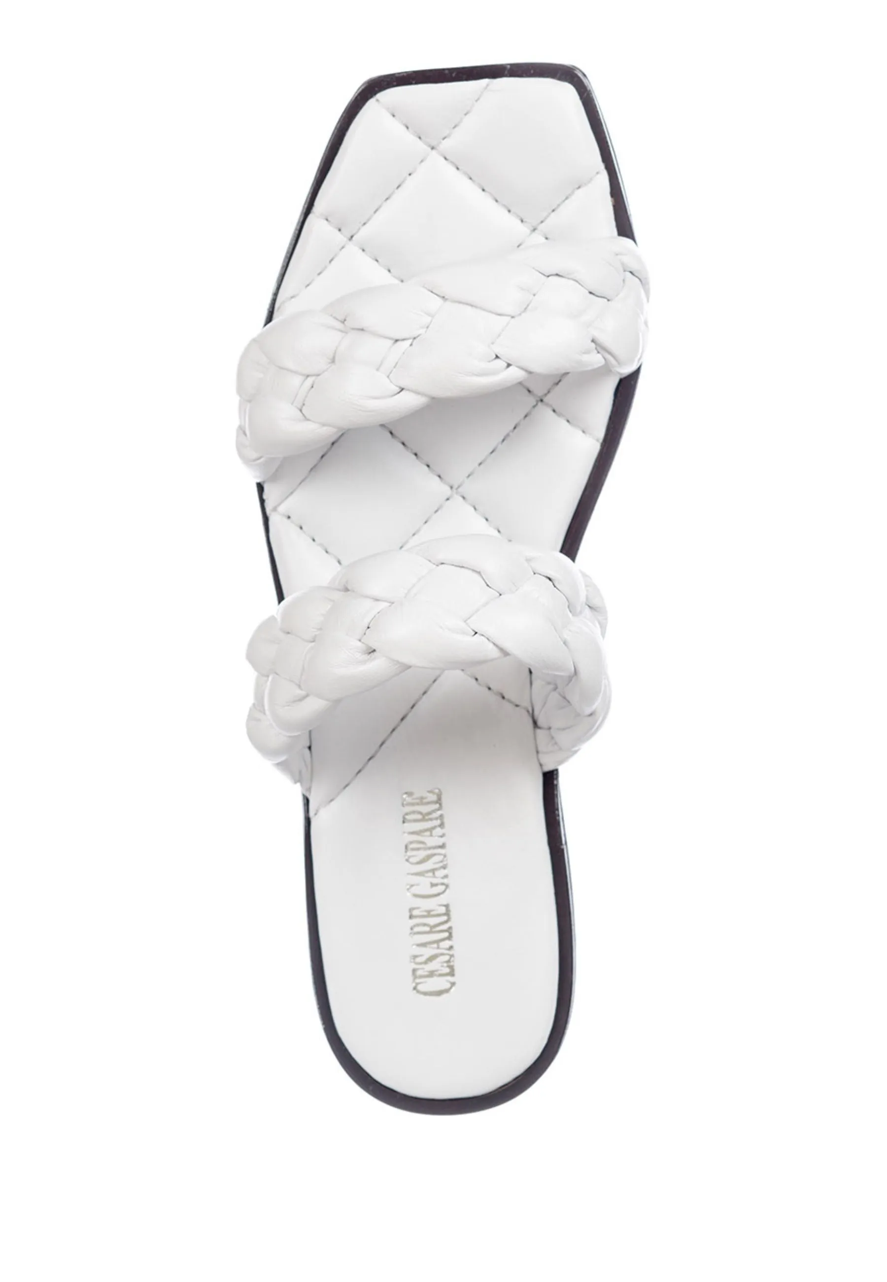 High quality soft leather flat Sole Sandals - White