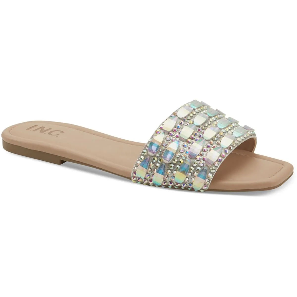 INC Womens Nataliah  Embellished Square Toe Slide Sandals