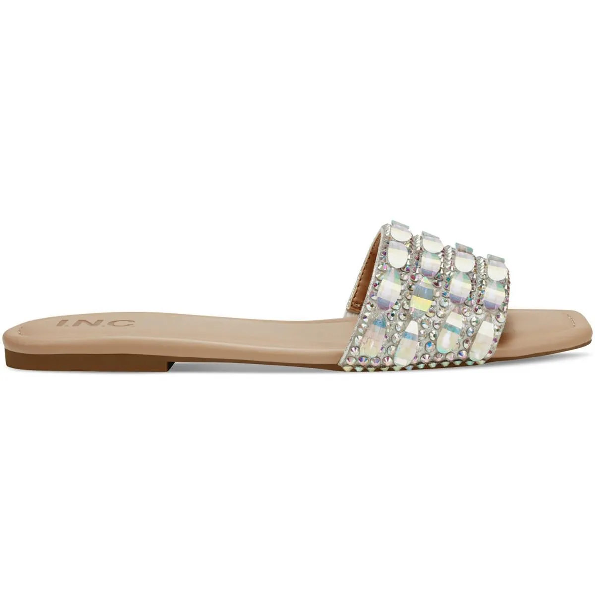 INC Womens Nataliah  Embellished Square Toe Slide Sandals