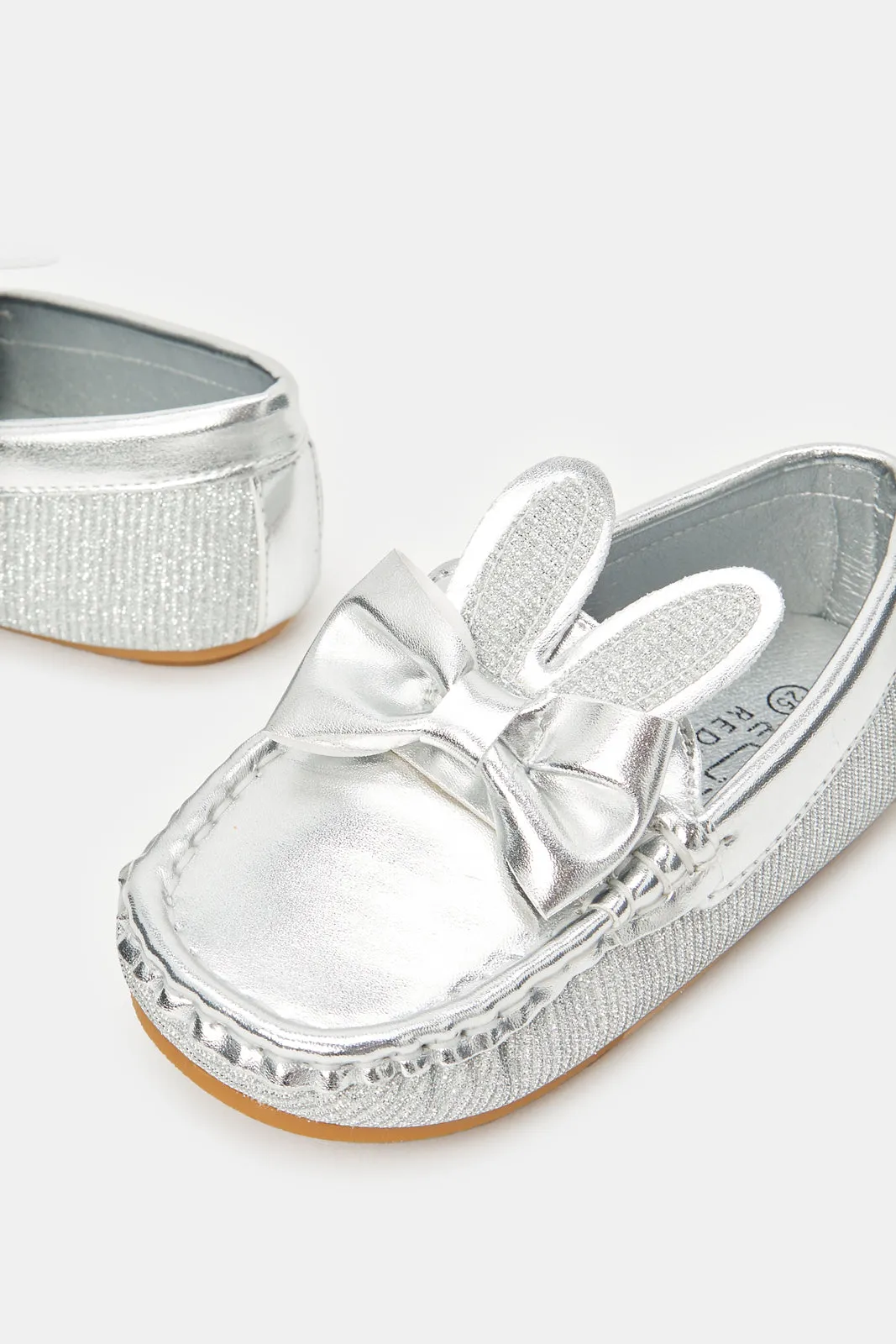 Infant Girls Silver Glitter Loafers