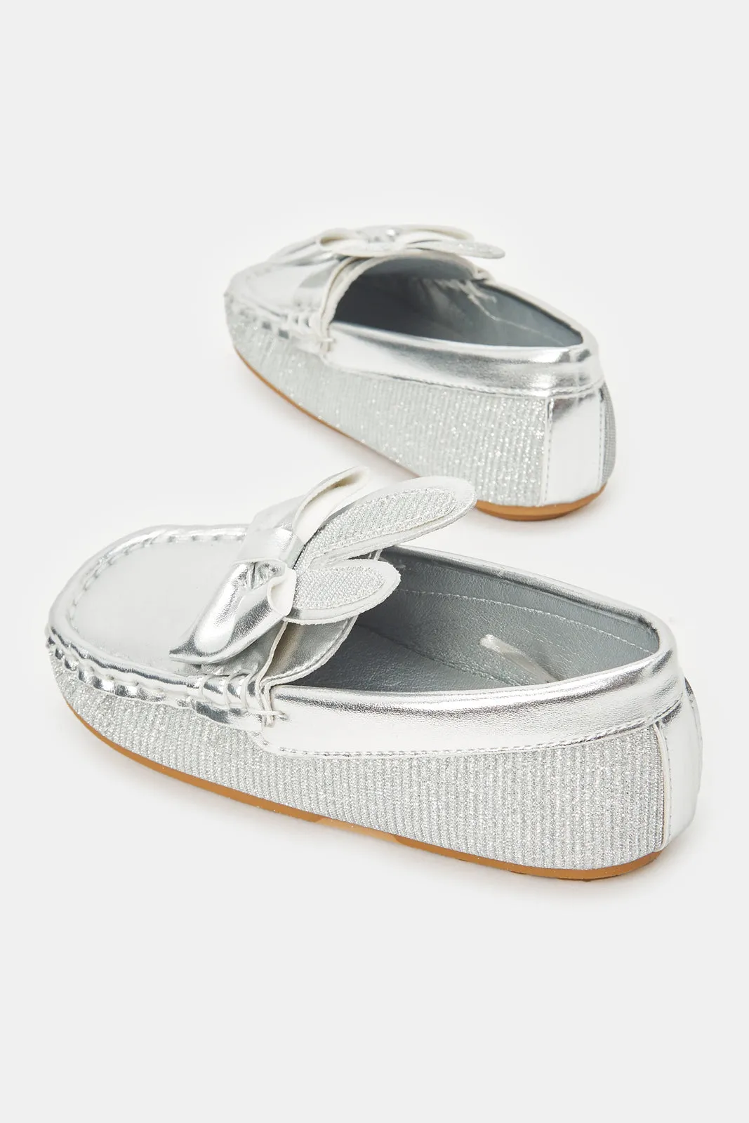 Infant Girls Silver Glitter Loafers