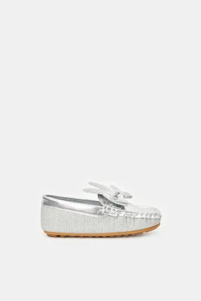 Infant Girls Silver Glitter Loafers