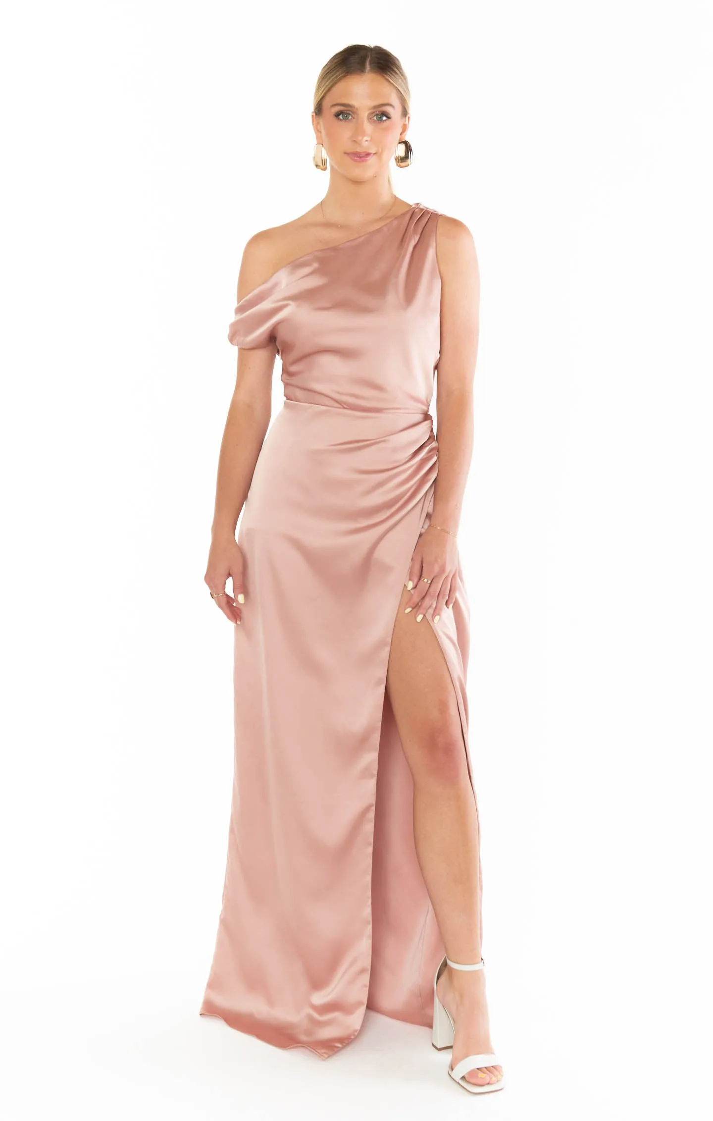 Jodie Dress ~ Rose Gold Luxe Satin