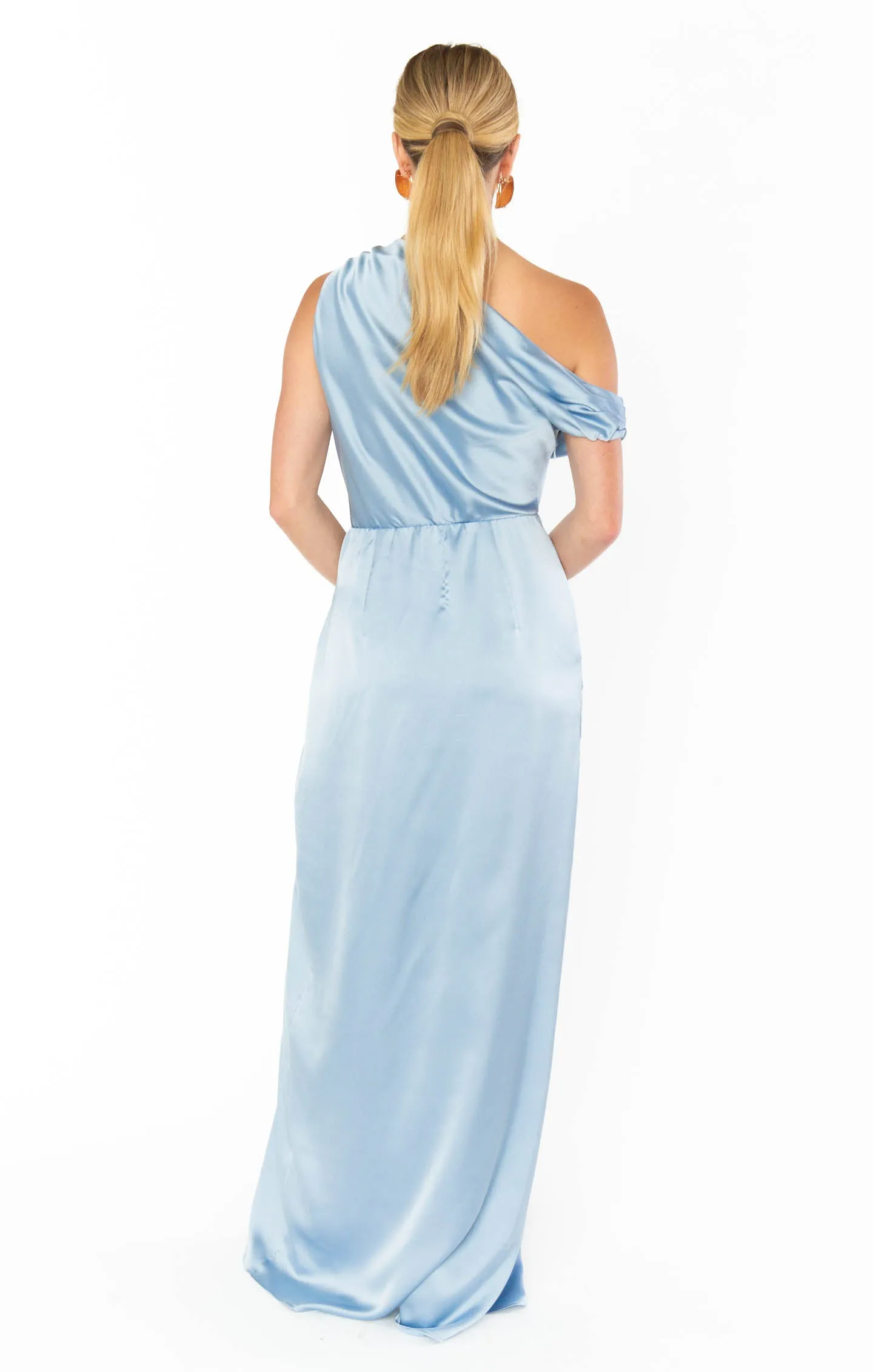 Jodie Dress ~ Steel Blue Luxe Satin