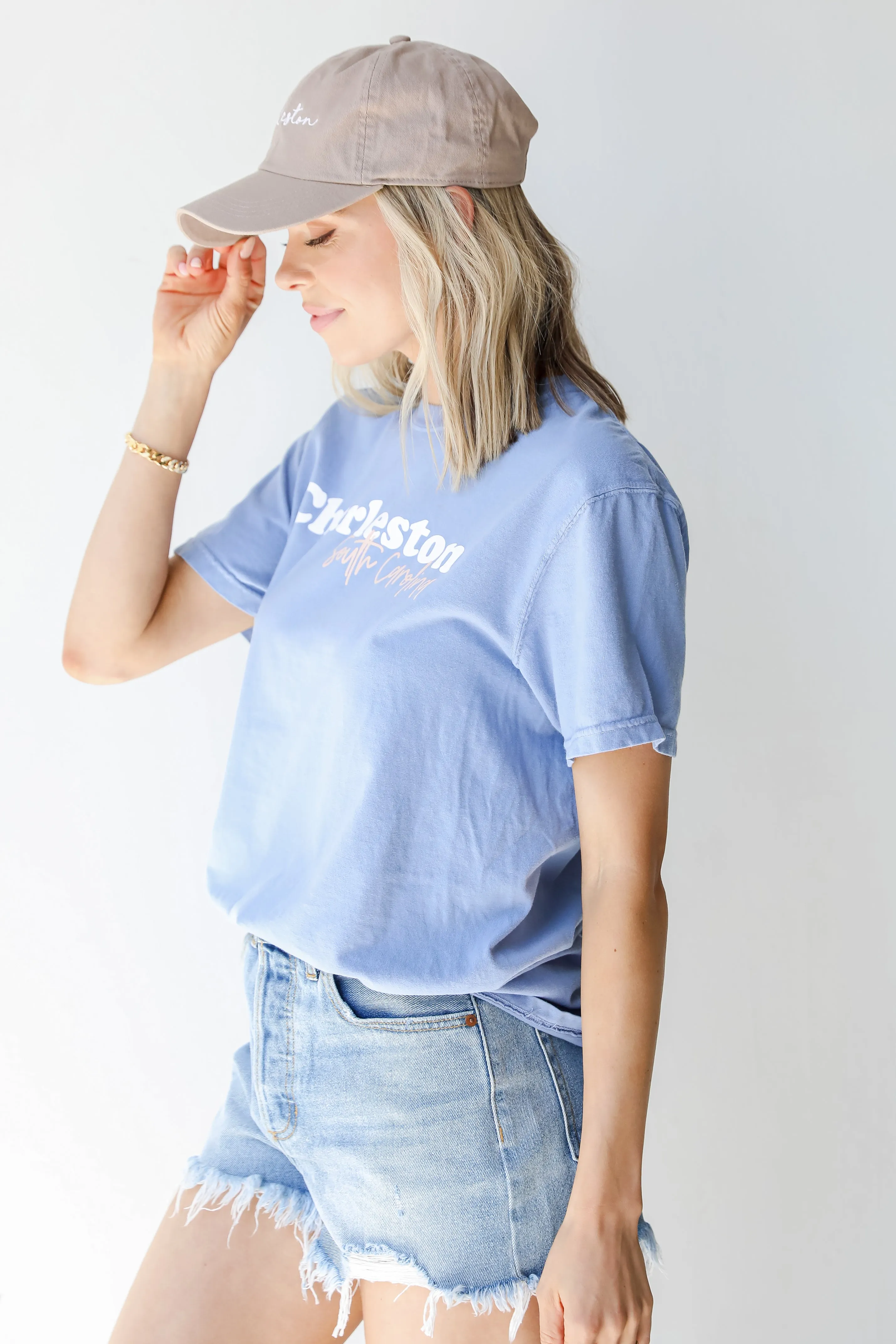 Light Blue Charleston South Carolina Script Tee