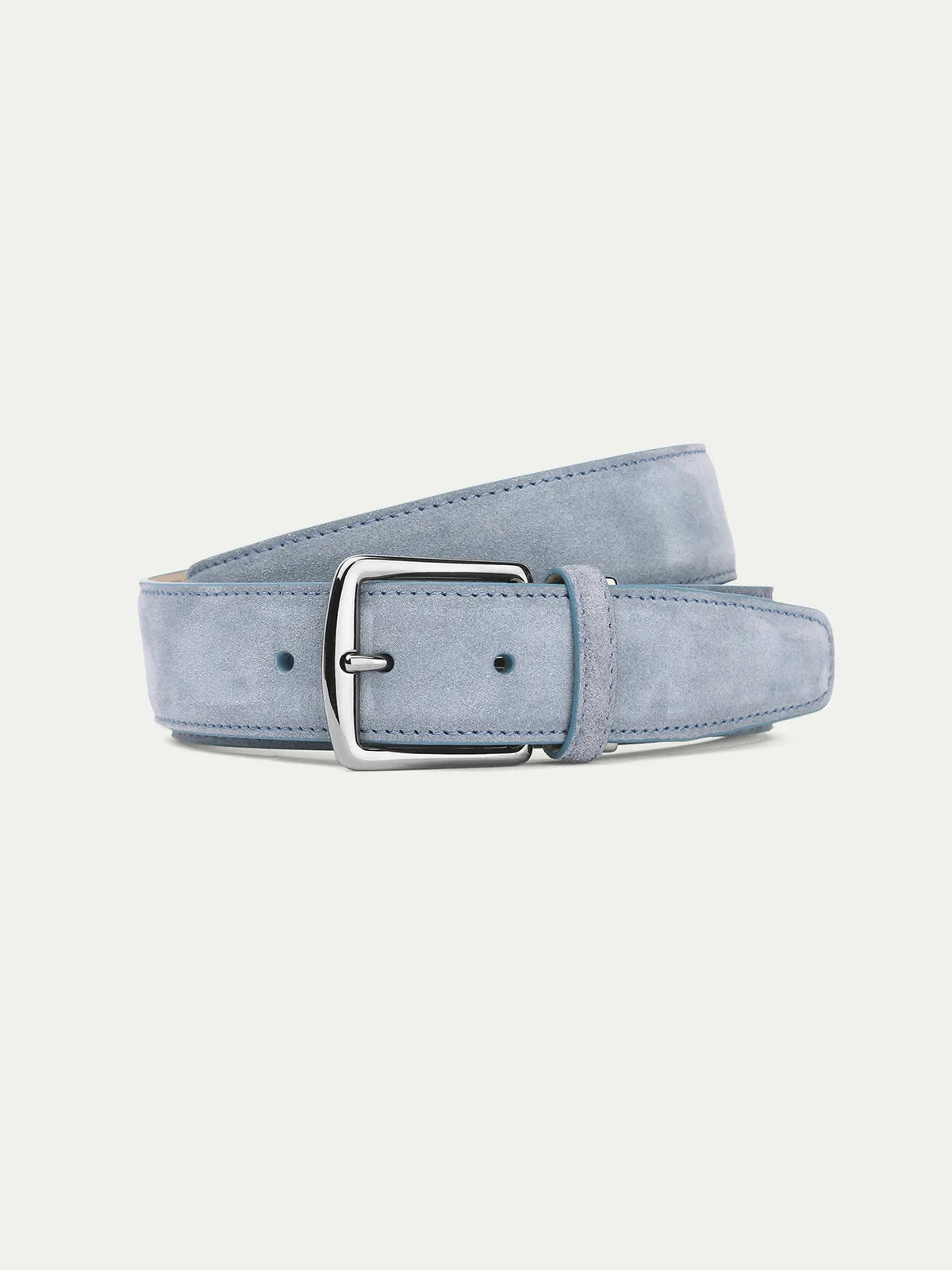 Light Blue Suede Leather Belt