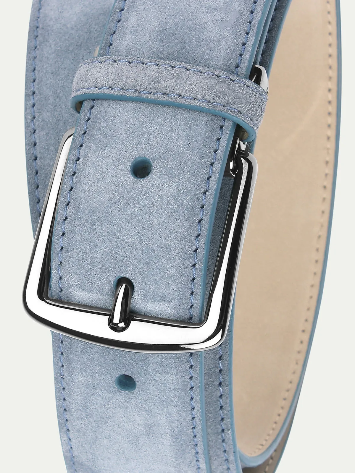 Light Blue Suede Leather Belt