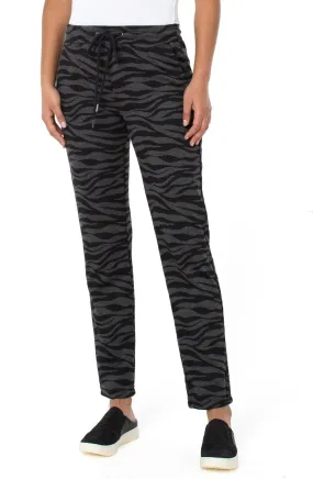 Liverpool Pull On Knit Jogger Pant in Black/Grey Zebra