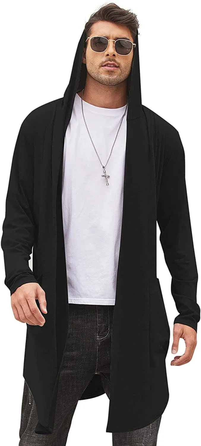 Long Hooded Shawl Collar Overcoat with Pockets (US Only)