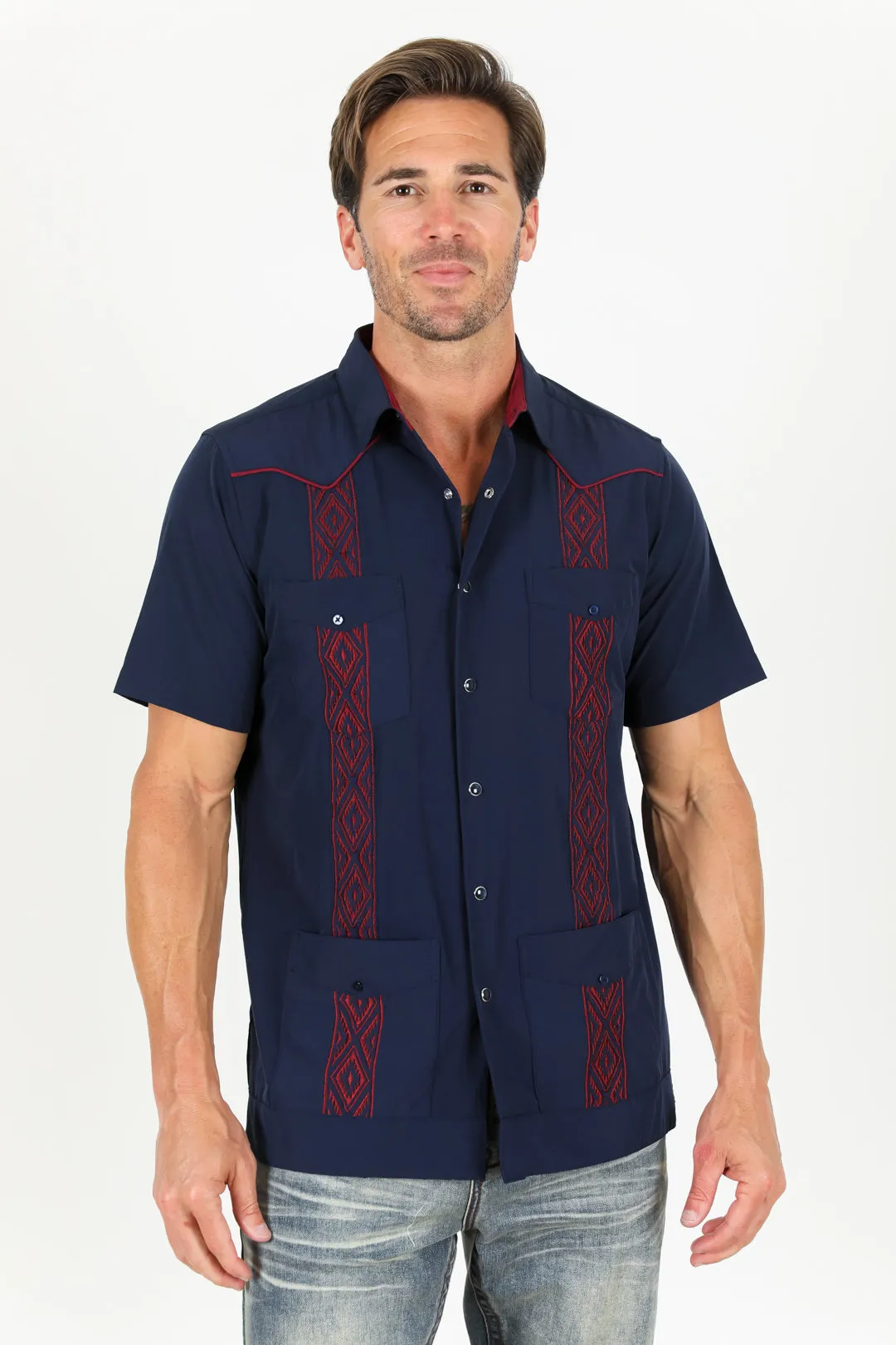 Men's Modern Navy GUAYABERA Shirt