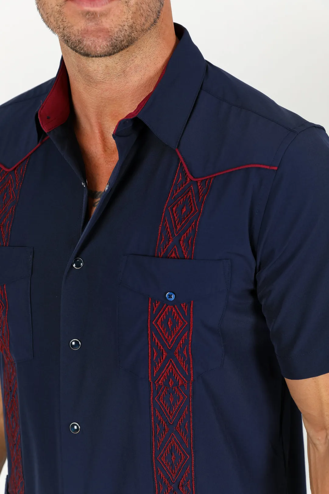 Men's Modern Navy GUAYABERA Shirt