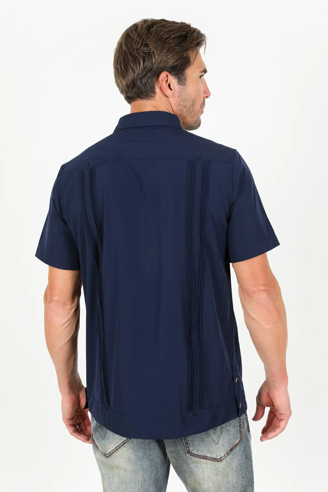 Men's Modern Navy GUAYABERA Shirt