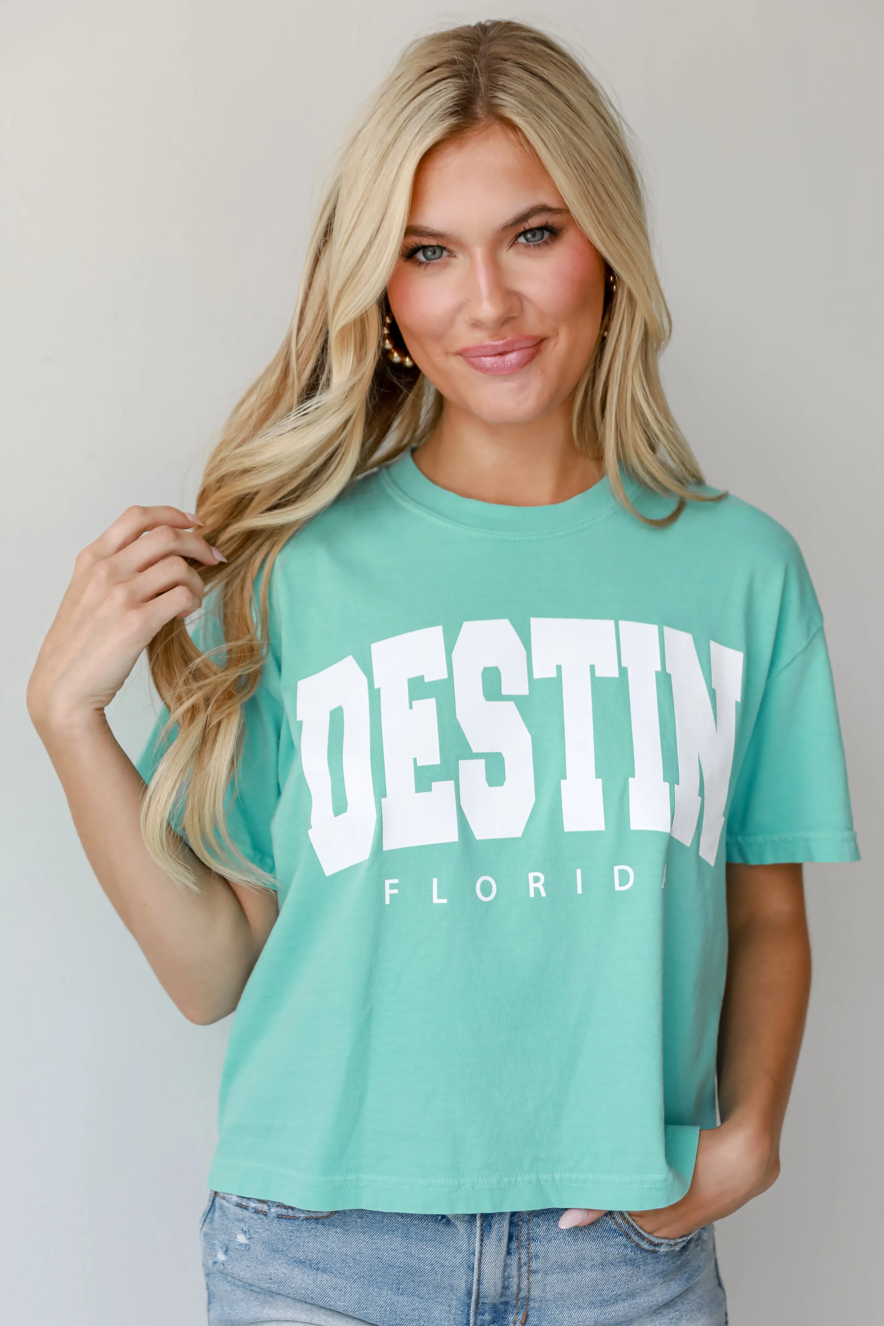 Mint Destin Florida Cropped Tee