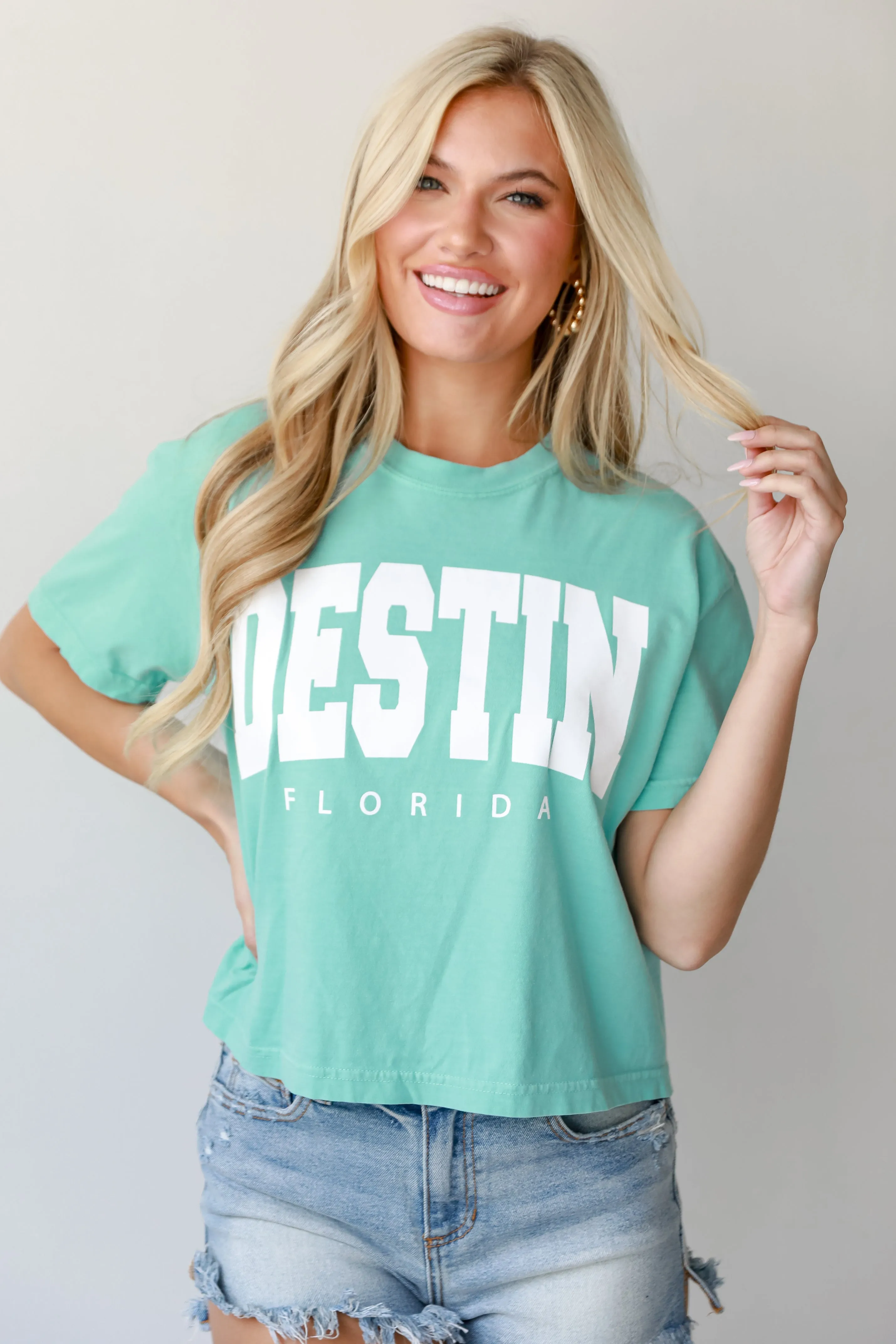 Mint Destin Florida Cropped Tee