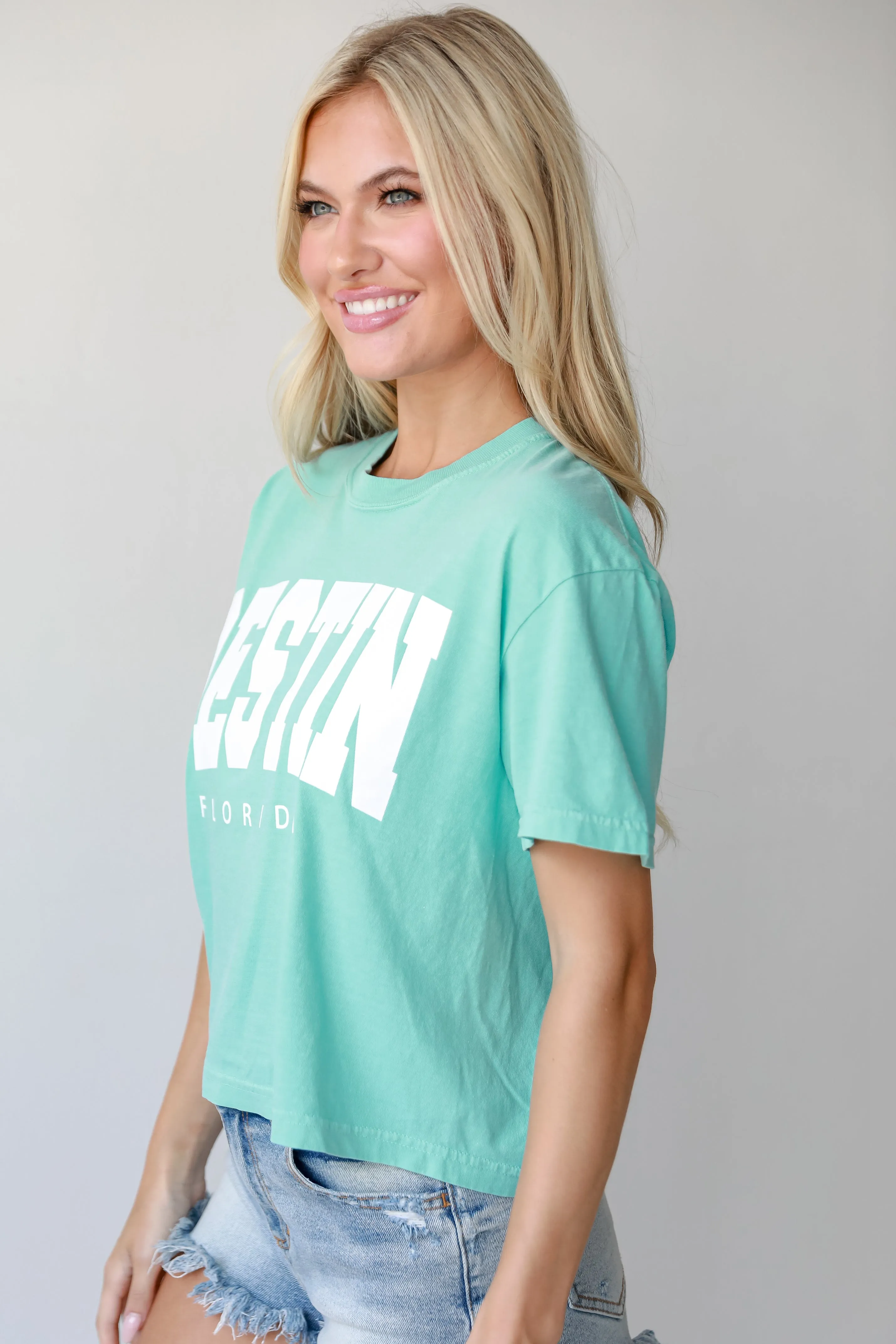 Mint Destin Florida Cropped Tee