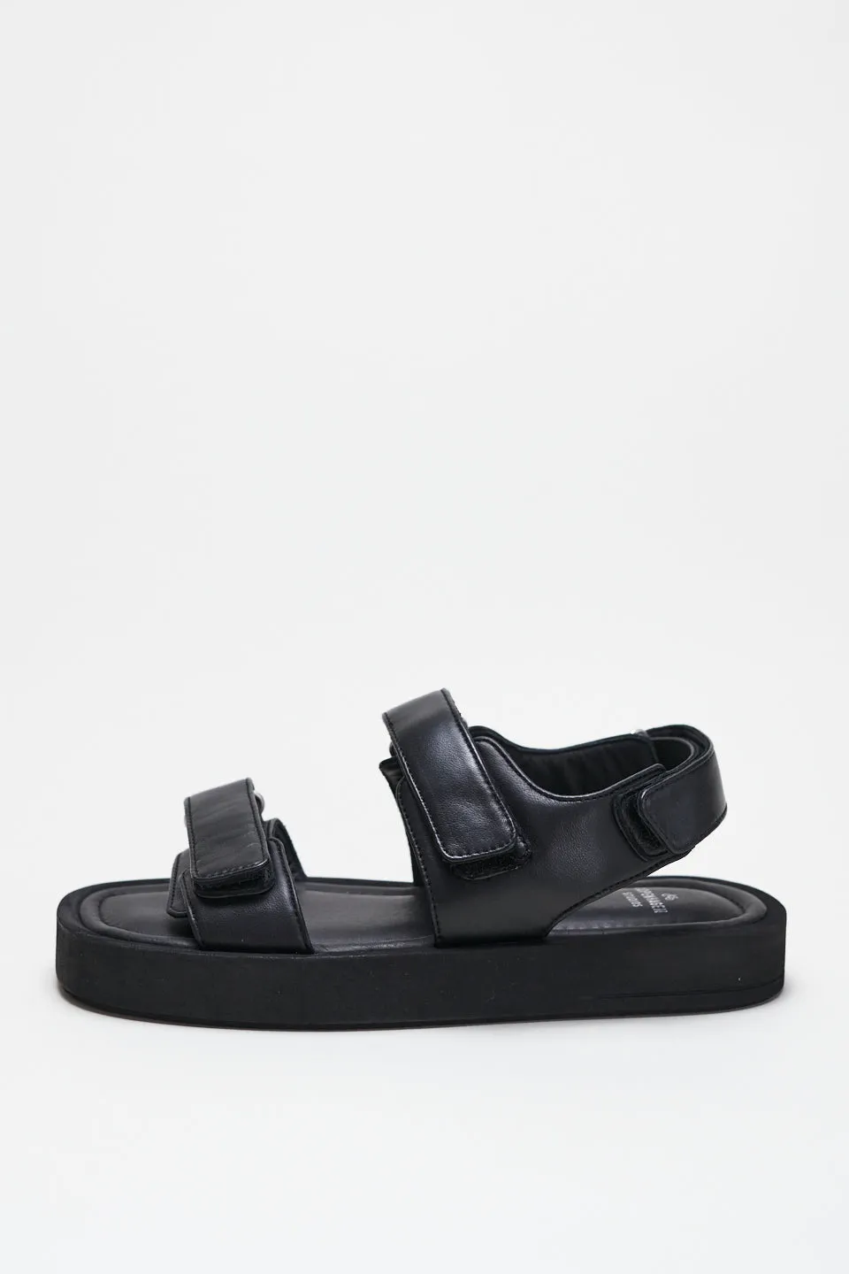 Nappa Black Velcro Straps Chunky Sandals