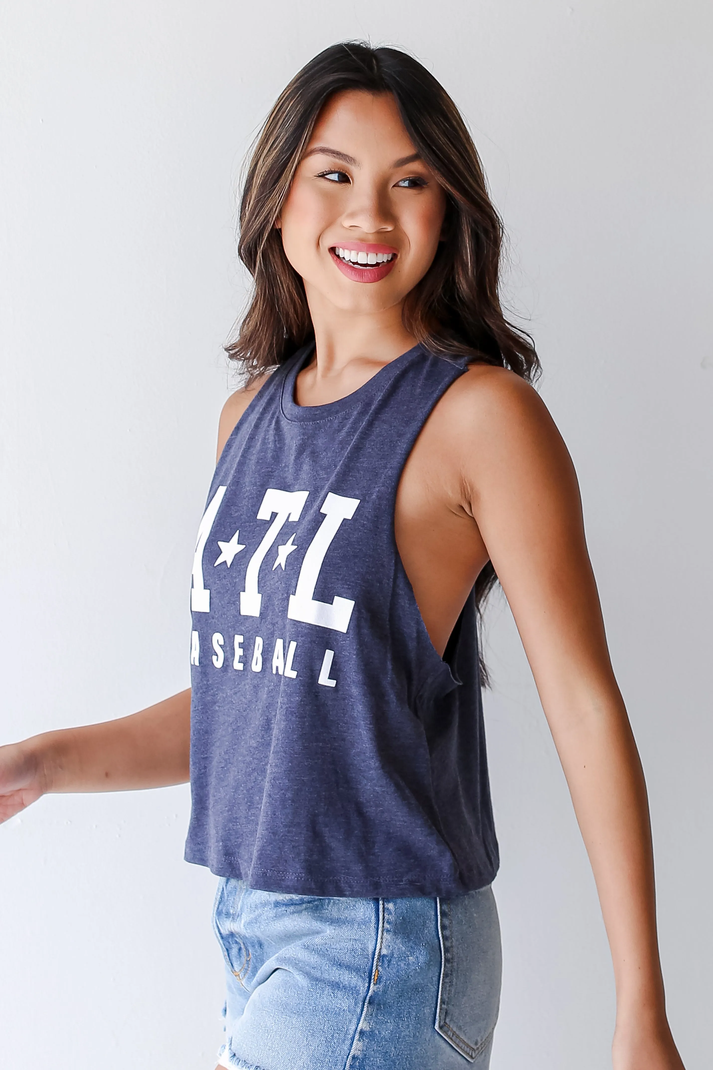 Navy ATL Baseball Star Muscle Tank