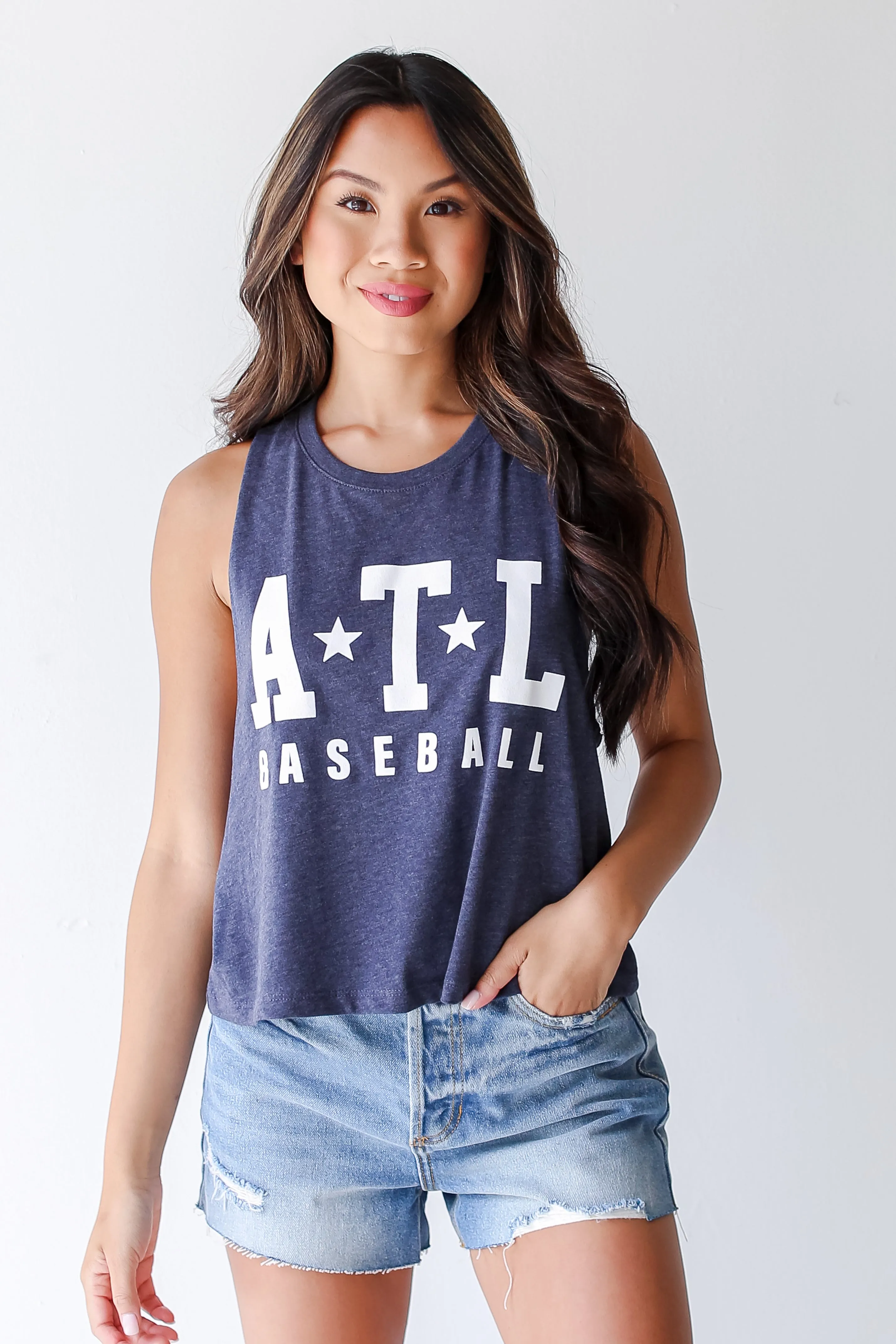 Navy ATL Baseball Star Muscle Tank