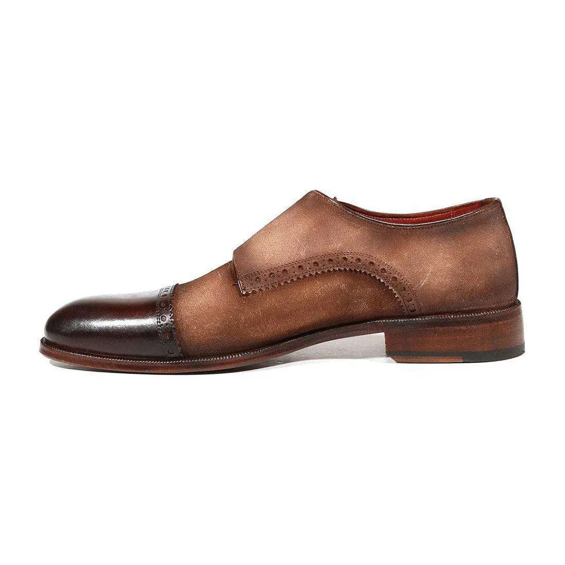 Paul Parkman Handmade Designer Shoes Men's Designer Shoes Double Monkstrap Captoe Brown Loafers (PM3006)