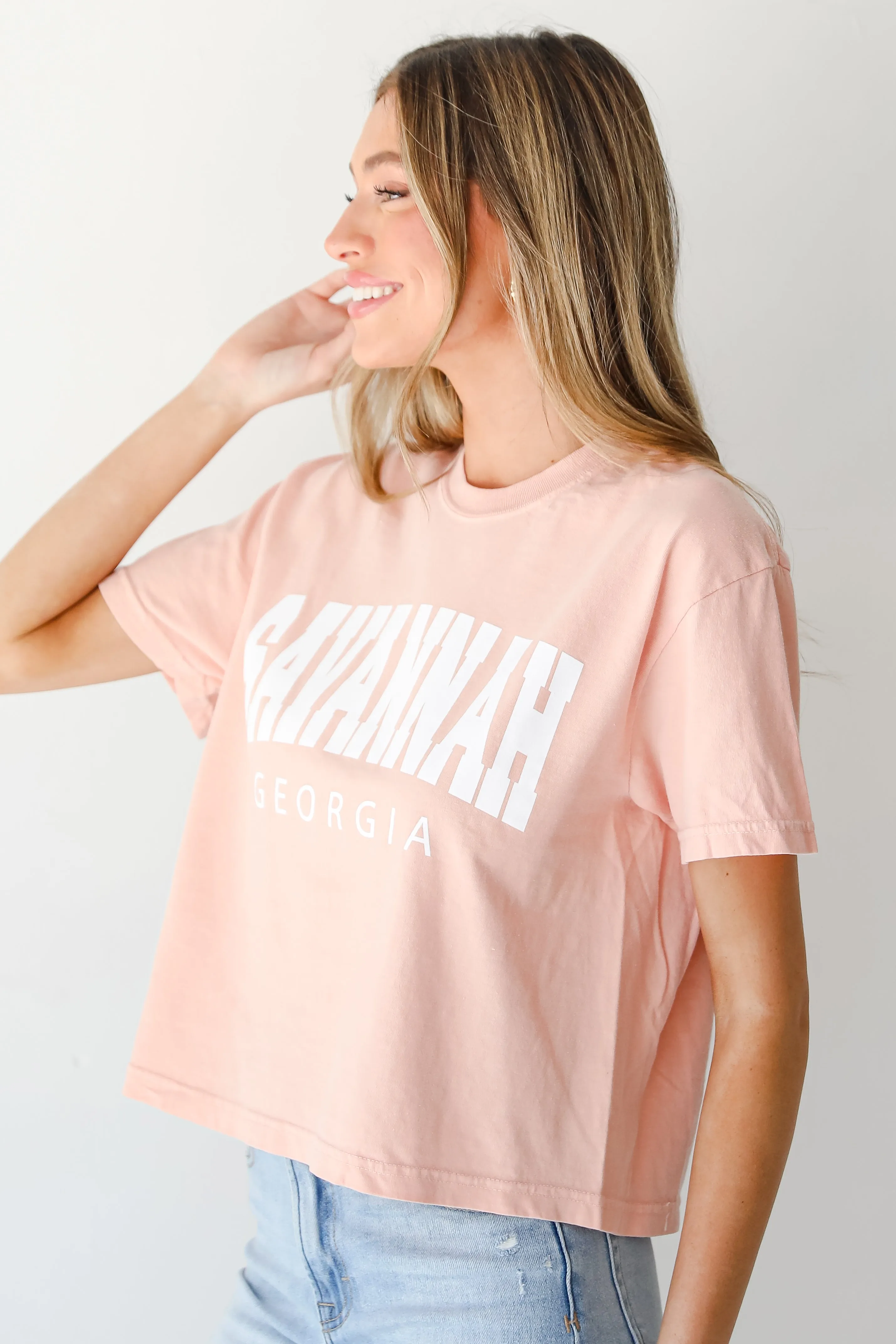 Peach Savannah Georgia Cropped Tee