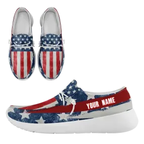 Personalized  America Flag Sneakers, Custom Patriotic Loafer Shoes,  Canvas Slip On Shoes,
FN018-24020303-4w