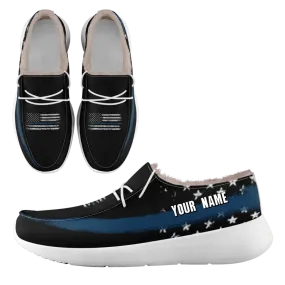 Personalized USA Flag Sneakers, Custom Stars and Stripes Loafer Shoes, Fur Lining Shoe, Pride in Comfort,FN042-24020304-2w