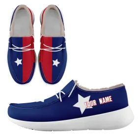 Personalized USA Flag Sneakers, Custom Stars and Stripes Loafer Shoes, Fur Lining Shoe, Pride in Comfort,FN042-24020304-5w