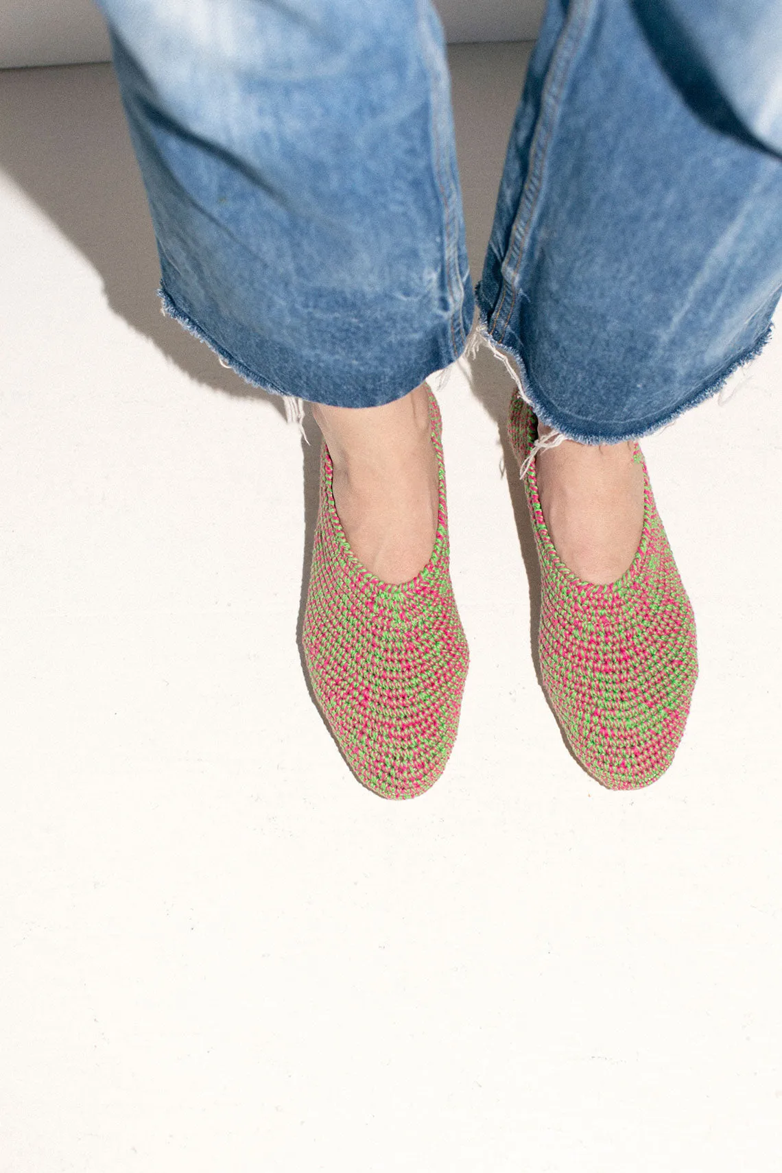 Pink & Green Crochet Flat