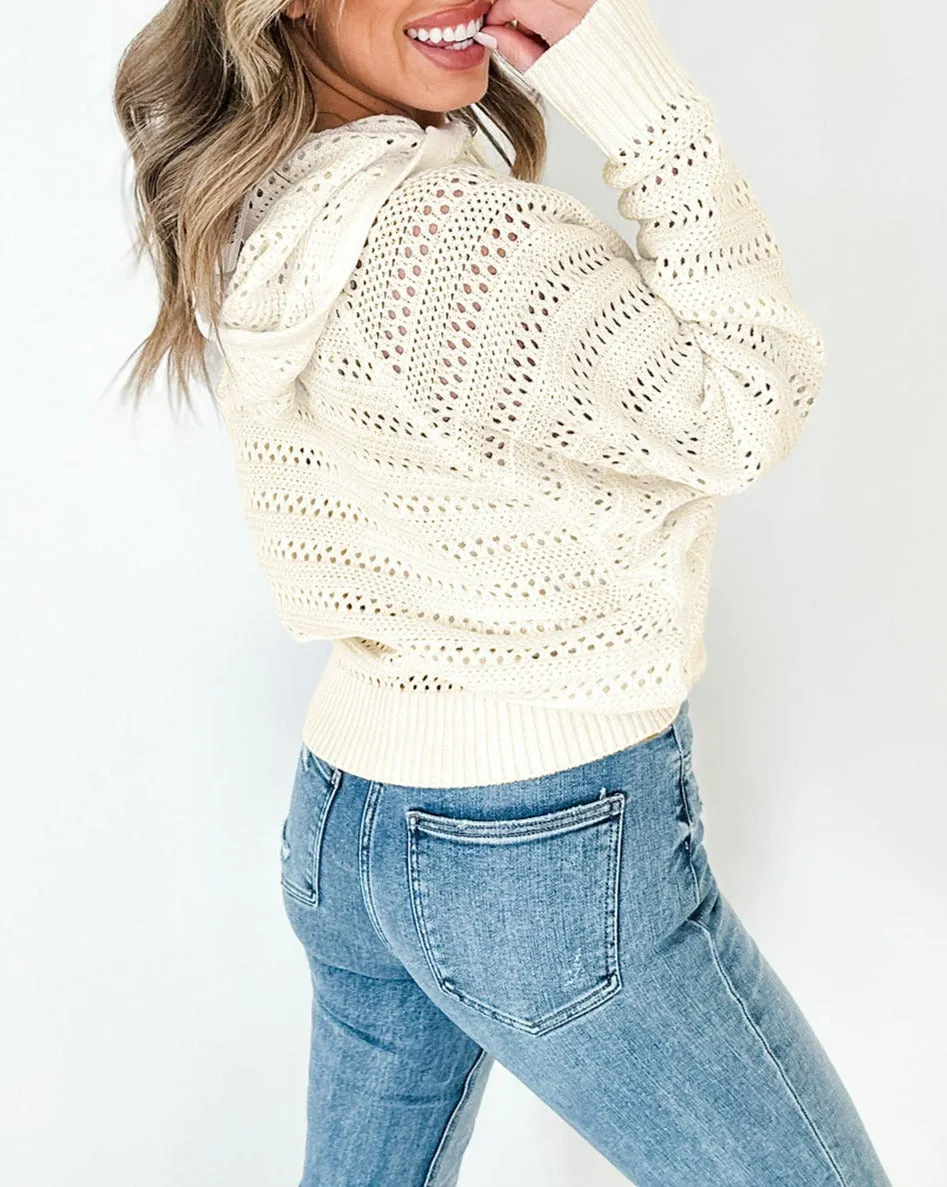 Pointelle Knit Raglan Sleeve Sweater