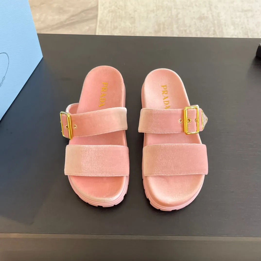 PRA SLIDES SANDALS LIGHT PINK VELVET