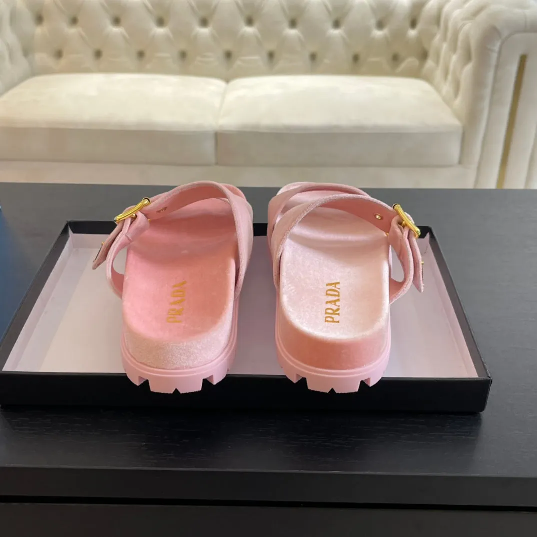 PRA SLIDES SANDALS LIGHT PINK VELVET