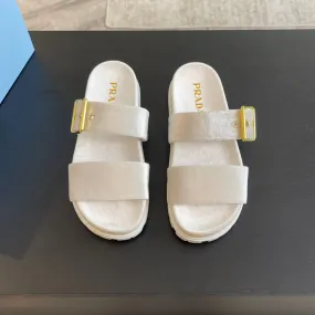 PRA SLIDES SANDALS WHITE VELVET