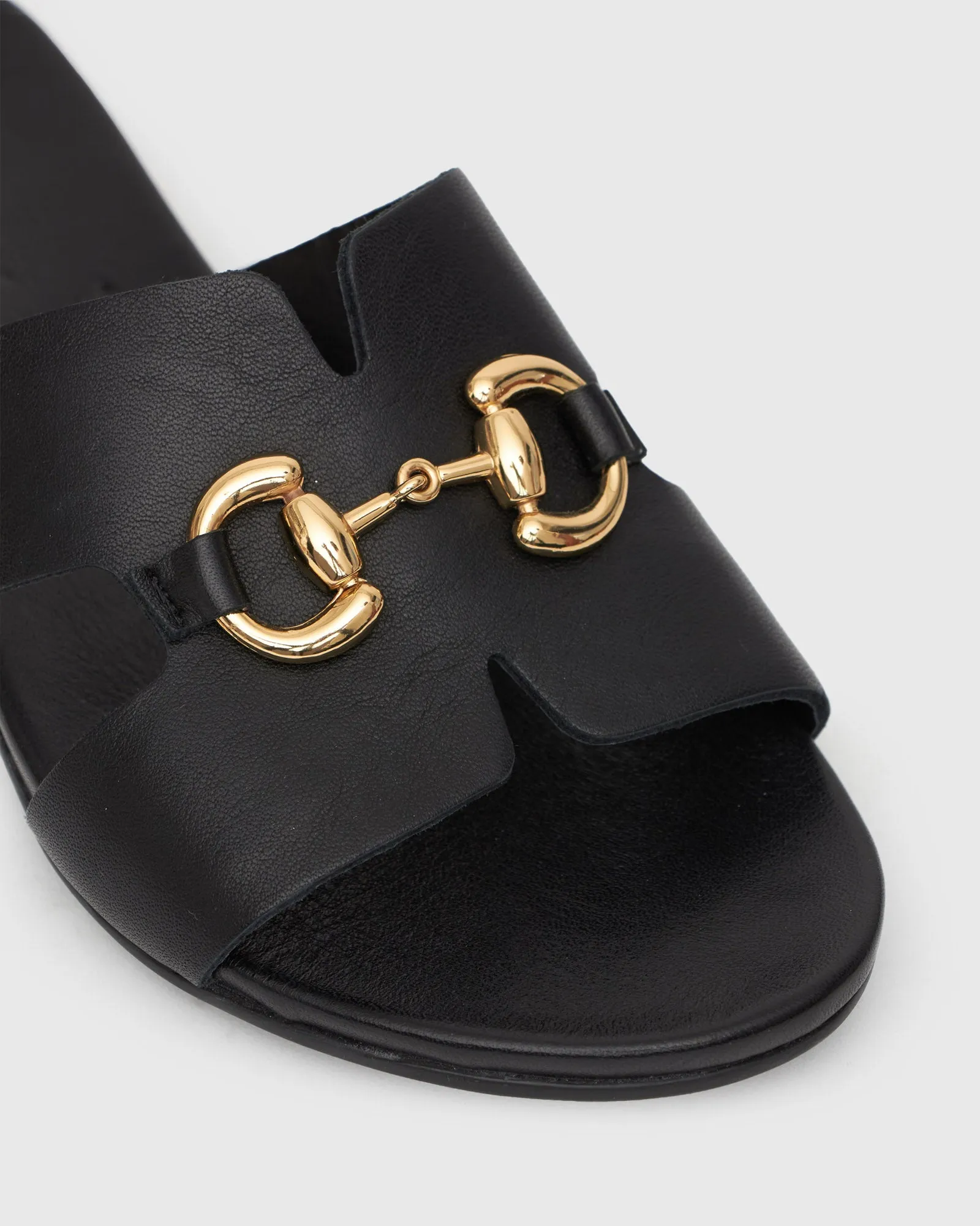 PRE-ORDER FOXY Buckle Leather Slide Sandals