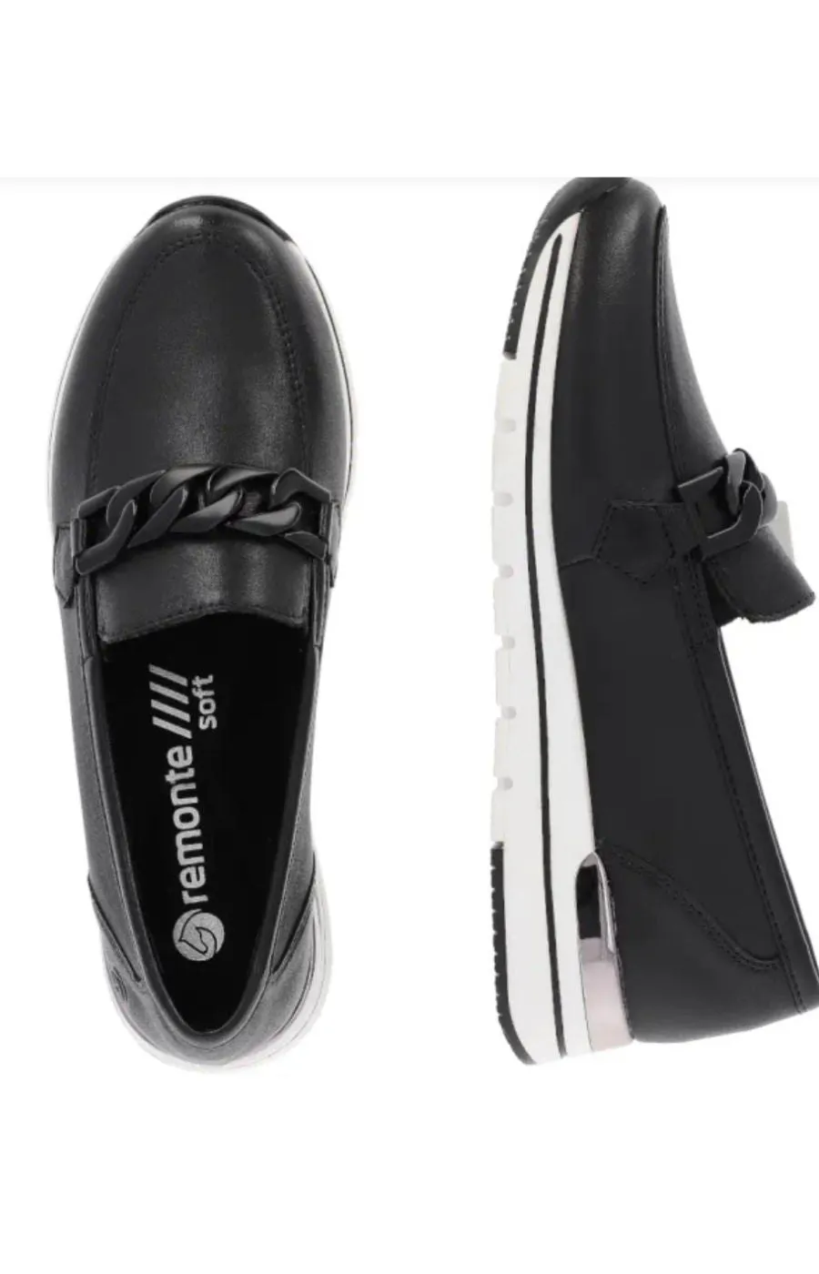 Remonte Chain Striped Loafer in Black