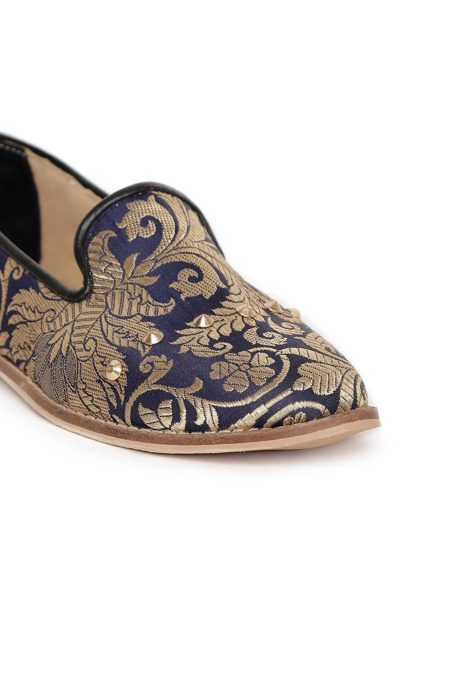 Royal Blue Brocade Loafers