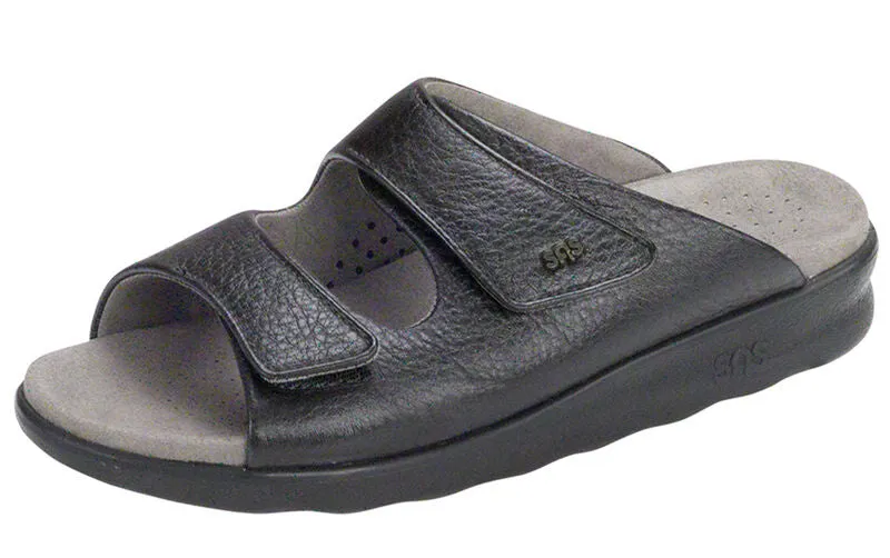 SAS Cozy Slide Women Sandal - BLACK Genuine Leather Upper Made in USA Brandy's Shoes