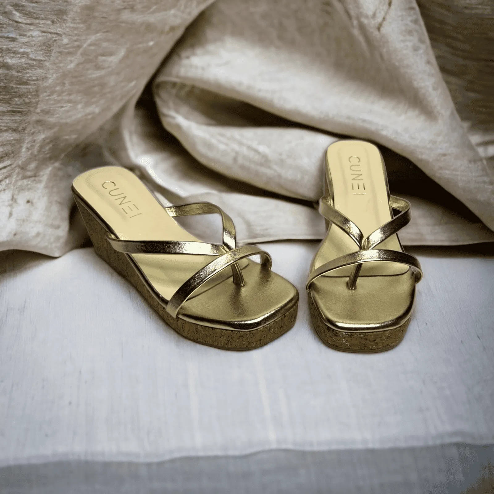 Sleek and Stylish Golden Wedges