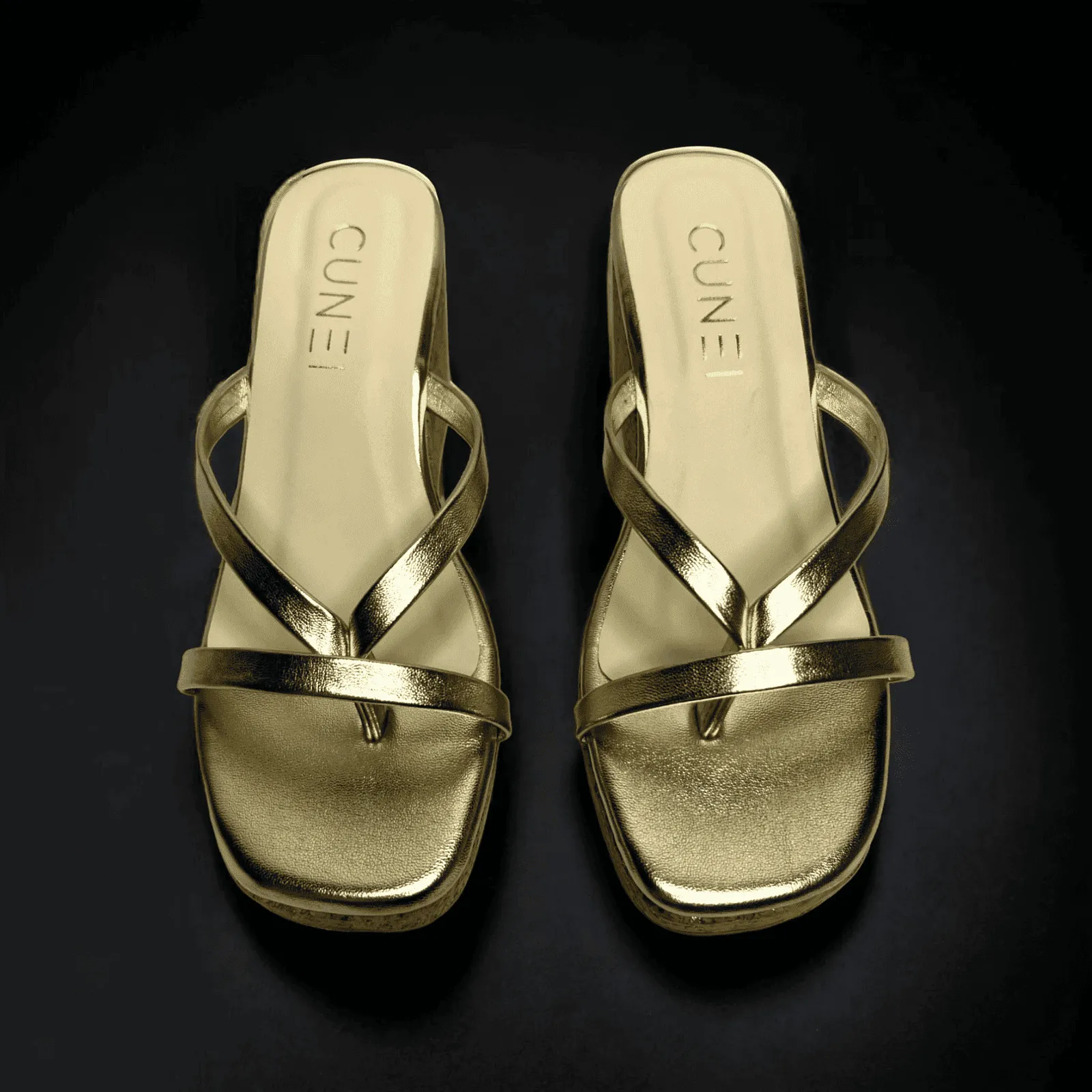 Sleek and Stylish Golden Wedges