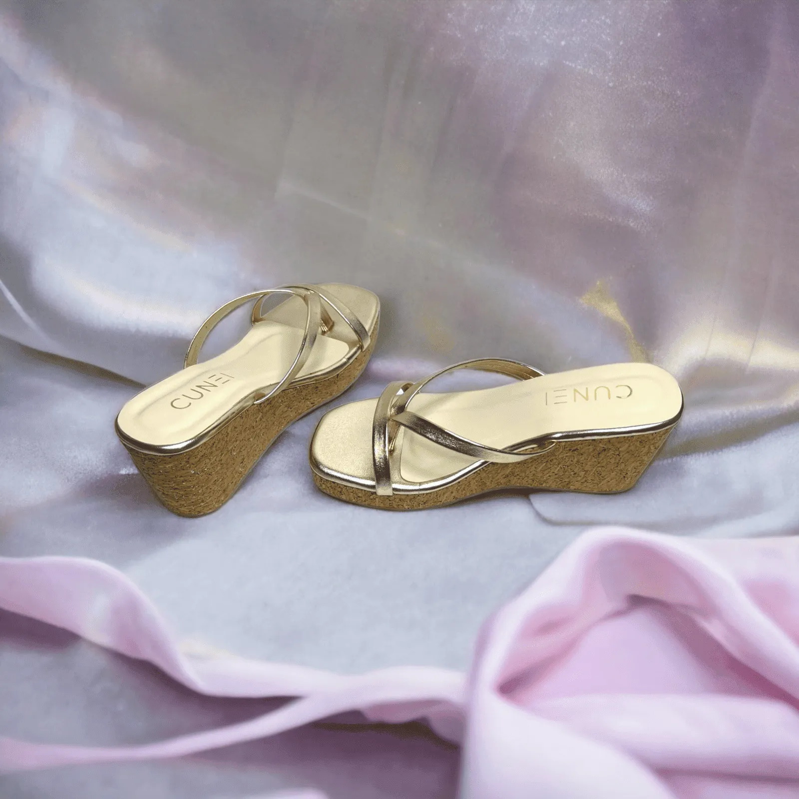 Sleek and Stylish Golden Wedges