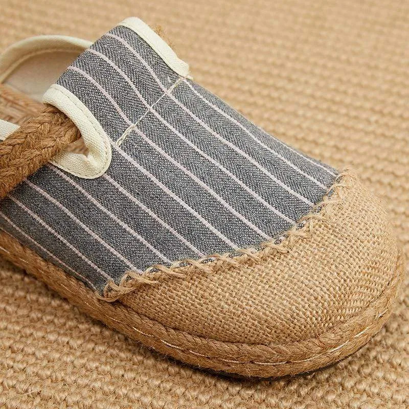 Striped Hemp & Cotton Loafers