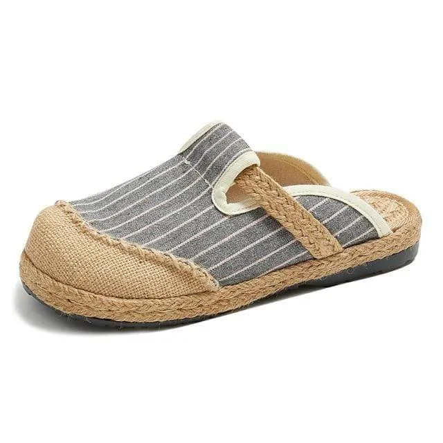 Striped Hemp & Cotton Loafers