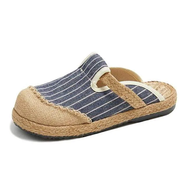 Striped Hemp & Cotton Loafers