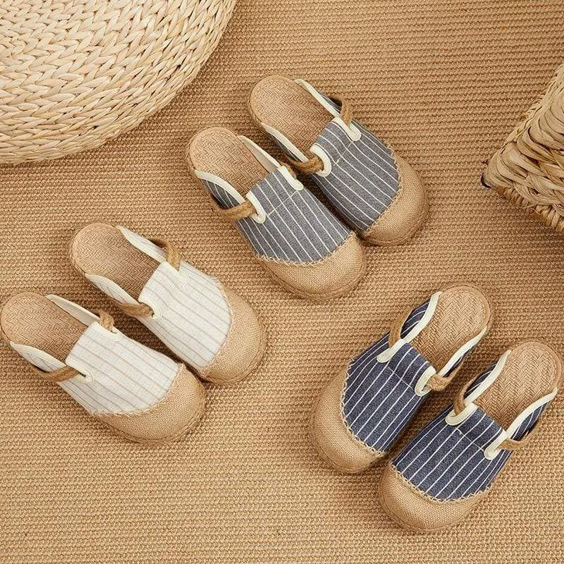 Striped Hemp & Cotton Loafers