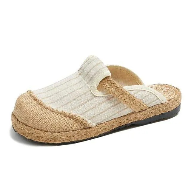 Striped Hemp & Cotton Loafers