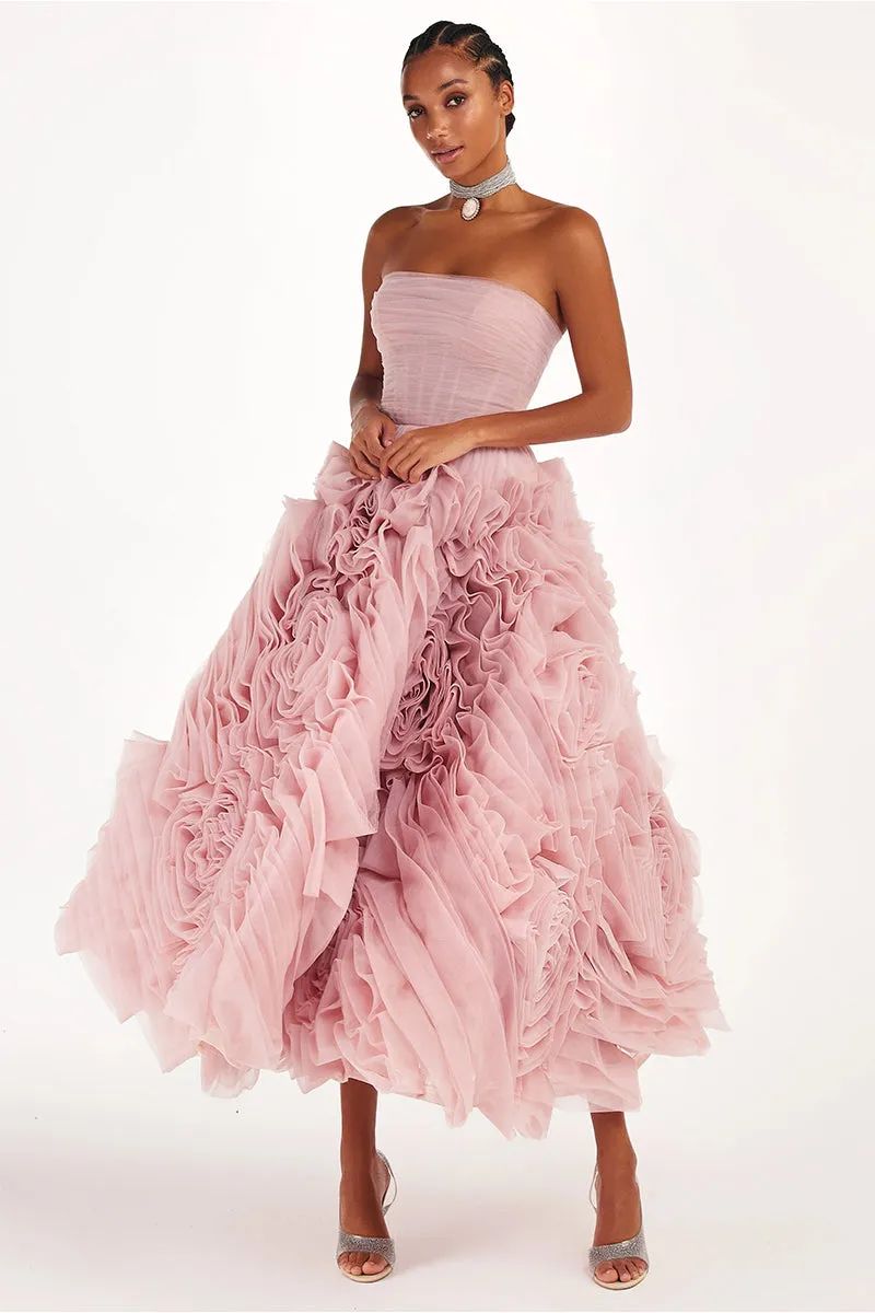 Unreal Sensibility Tulle Strapless Midi Dress