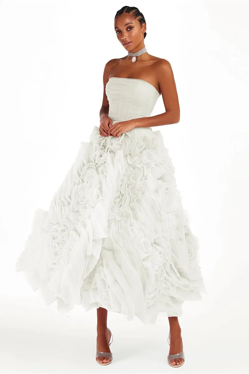 Unreal Sensibility Tulle Strapless Midi Dress